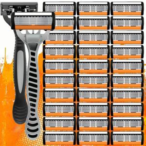 남성용 수동 면도기 안전 면도기 6겹 스테인리스 스틸 제모 칼, 교체 가능한 면도기 헤드, 면도기 도구.