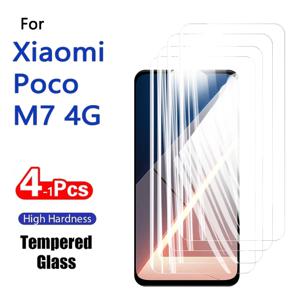 샤오미 포코 M7 4G M 7용 스크린 보호필름 1-4개, 강화유리 크리스탈 9H 고강도 알루미늄, 스크래치 방지, 케이스 호환, 지문 방지