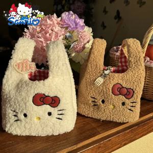 가을/겨울 신상 귀여운 패션 헬로키티 야채 바구니 토트백 일상용 휴대용 대용량 손목 가방