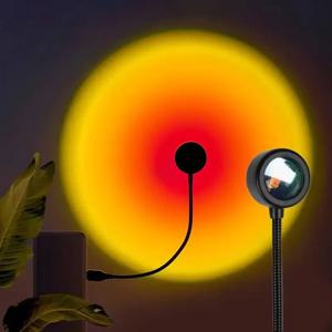 USB LED 선셋 램프 RGB 레인보우 네온 나이트 라이트 프로젝터 사진 촬영용 벽 분위기 조명 침실 홈 룸 장식 선물