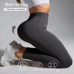 여성용 하이웨이스트 4방향 스트레치 컴프레션 레깅스-복부 보정 요가 필라테스 짐 운동복 바지, 플러스 사이즈 의류, 청바지