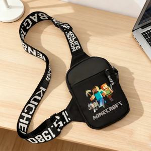 2025년 신상 소년 크로스바디 백 마인크래프트 게임 테마 싱글 숄더 백 휴대폰 가방 패션 체스트 파우치 생일 선물