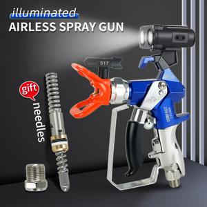 고압 에어리스 페인트 분무기 건, 계약자용 2손가락 3600Psi 24.8MP 에어리스 페인트 스프레이 건, 가드 센서 라이트 포함