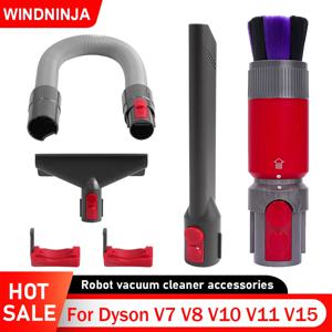 다이슨 V7 V8 V10 V11 V15 진공청소기용 플렉시블 연장 호스 먼지 제거 브러시 플랫 흡입 노즐 헤드 흔적 없는 부드러운 브러시 도구 부품