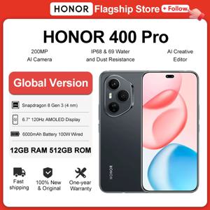 새로운 HONOR 400 Pro 5G 스마트폰 12GB+512GB 6.7인치 120Hz AMOLED 디스플레이 200MP 카메라 6000mAh 100W 슈퍼차지 지원 eSIM NFC