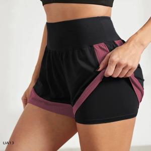 여성용 스포츠 반바지, 운동복, 이중 레이어 런닝 반바지, 2-in-1 비치 반바지, 여름 체육관 피트니스 트레이닝, 조깅 반바지