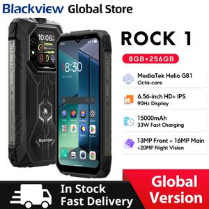 블랙뷰 ROCK 1 AI 러기드 스마트폰 6.56인치 90Hz 디스플레이 256GB 미디어텍 헬리오 G81 안드로이드 16 NFC 토치 15000mAh 휴대폰