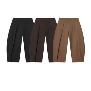 HH 여성 우아한 빈티지 플리츠 벌룬 버전 바지 여성 지퍼 하이 스트리트 루즈 포켓 3 색 봄 바지 Mujer