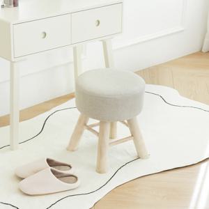 이지라이프 원형 원목 인테리어 화장대 스툴 베이지