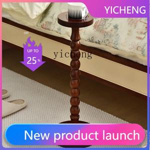 LYY 레트로 원목 거실 소형 커피 테이블 중세풍 소파 침대 옆 수납 트레이 코너 통나무 커피 테이블