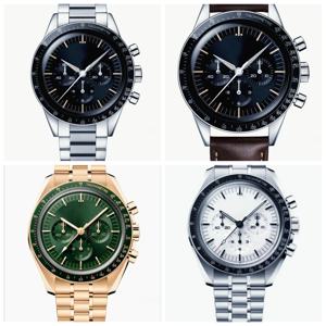 42mm 남성용 자동 기계식 시계 스테인레스 스틸 골드 그린 블랙 세라믹 가죽 손목시계