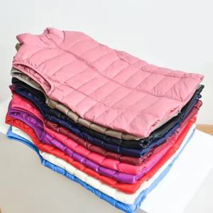 가을, 겨울 다운 조끼 여성용 짧은 초경량 오리 다운 재킷 방풍 조끼 따뜻한 여성용 민소매 재킷