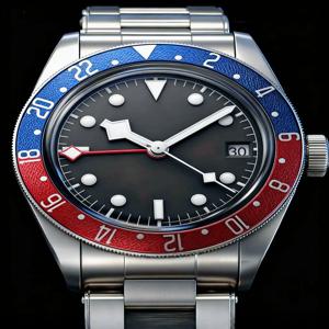 새로운 남성용 럭셔리 시계 자동 기계식 무브먼트 블랙 블루 세라믹 GMT 손목시계 42mm