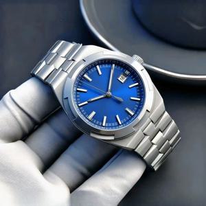 새로운 자동 기계식 무브먼트 남성용 고급 시계 해외 스포츠 손목시계 블랙 블루 다이얼