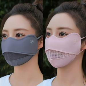 실키 선스크린 마스크 통기성 쿨링 페이스 마스크 솔리드 컬러 자외선 차단 여성용 사이클링 야외 스포츠용 페이셜 커버