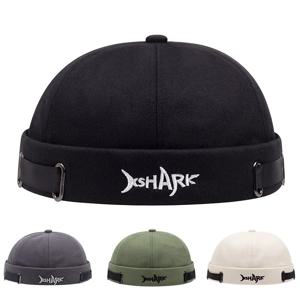 빈티지 무모한 모자 통기성 상어 비니 모자 코튼 레트로 남자 조정 가능한 도커 모자 문학 선원 모자 여성 힙합 모자