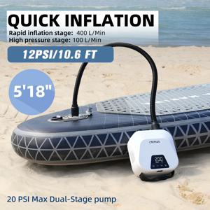 CYCPLUS D14PRO 20PSI 전기 SUP 공기 주입 펌프 38.48Wh 배터리 (SUP 보드, 서핑, 카이트, 풍선 텐트, 보트, 에어 매트리스용)