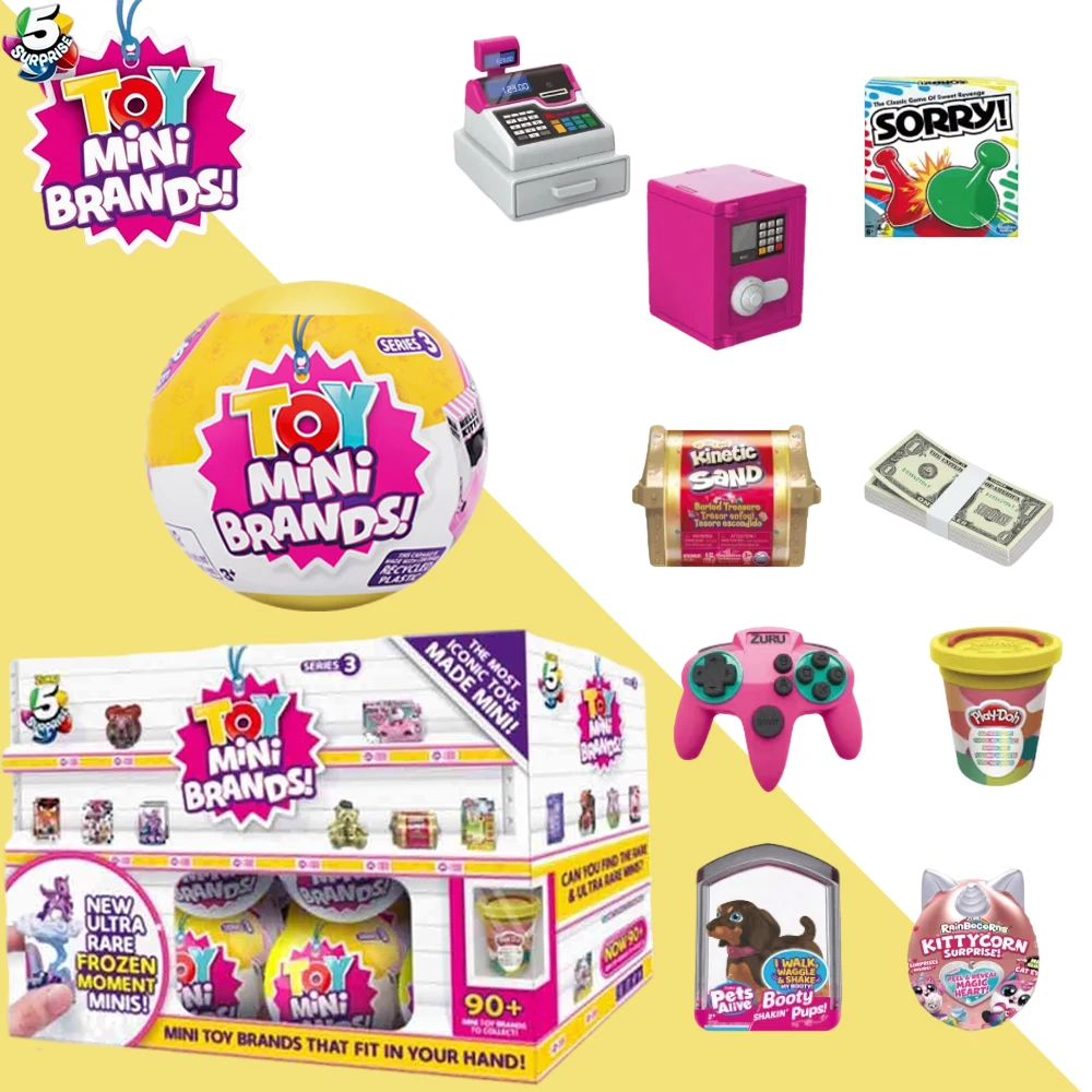 주루 5 서프라이즈 미니 브랜드 장난감 시리즈 3 블라인드 박스 미스터리 수집품 90개 이상의 미니 시뮬레이션 모델 슈퍼마켓 시리즈