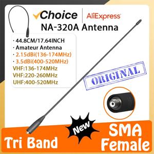 Nagoya NA-320A 안테나 SMA-여성 트라이 밴드 144-220-440Mhz UV-5RM UV-26 DM-1701A UV-32 라디오 50ohm 용 고 이득 10W 채찍 공중