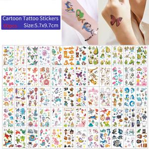 60pcs 만화 임시 문신 손 나비 꽃 상어 인어 풍선 유니콘 가짜 문신 스티커 바디 장식