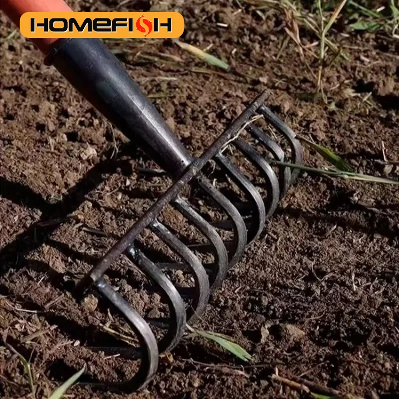 다기능 9날 손톱 갈퀴 가정용 견고하고 내구성 있는 망간강 노동 절약형 손톱 갈퀴 정원 농업 도구