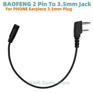 범용 2핀에서 3.5mm 여성용 폰 이어피스 헤드셋 어댑터 케이블 KENWOOD BAOFENG WOXUN PUXING QUANSHENG TYT 무전기용
