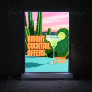 맞춤형 충전식 데스크탑 간판 디스플레이 LED 라이트 박스 광고 포스터는 바, 맥주홀, 메뉴, 레스토랑용으로 교체 가능합니다.