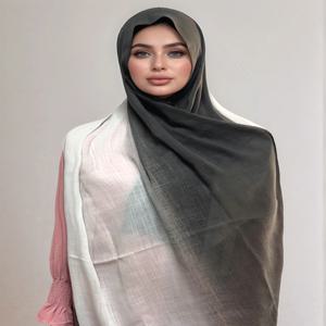 프리미엄 투톤 히잡 헤드스카프 부드럽고 통기성 좋은 히잡 무슬림 여성 스카프 그라데이션 코튼 비스코스 모달 히잡