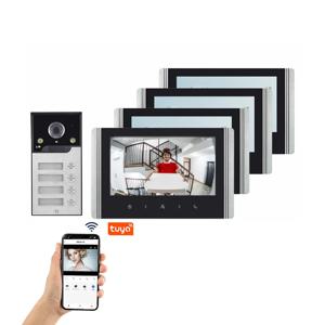 다세대 주택용 비디오 도어폰 투야 스마트 앱 원격 홈 인터콤 시스템 WiFi 비디오 초인종 7인치 유선 초인종 포함