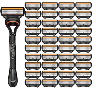 6중 면도날 수동 면도기, 스테인리스 스틸 클래식 양날 면도날 안전 면도 수염 콧수염 수동 면도기