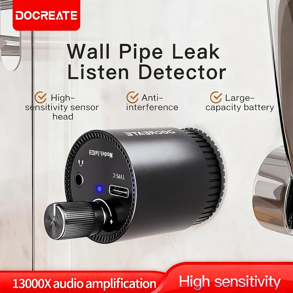 수도관 누수 감지기 지하 배관 누수 모니터 휴대용 타입-C 누수 감지 키트 (헤드폰 포함, 실내 및 실외용)
