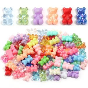 30Pcs 곰 아크릴 구슬 혼합 색상 귀여운 거미 테디 베어 느슨한 구슬 DIY 쥬얼리 목걸이 팔찌 헤어 넥타이 액세서리