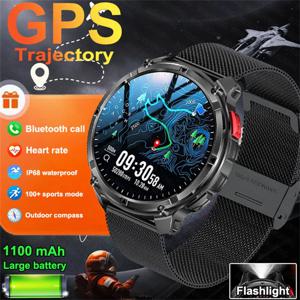 2026 새로운 1100mAh 울트라 내구성 스마트 워치 남성 야외 군사 GPS 나침반 10ATM 방수 HD 블루투스 통화 스포츠 스마트워치