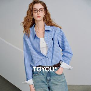 토유스 여성 셔츠 2026 봄 신상 체크무늬 루즈핏 캐주얼 레이어링 우아한 셔츠 탑
