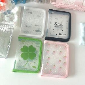 A6 사이즈 귀여운 문구류 보관 폴더 파일 PP 트윌 지퍼 파우치 문서 가방 지퍼 파일 폴더 학교 사무용품
