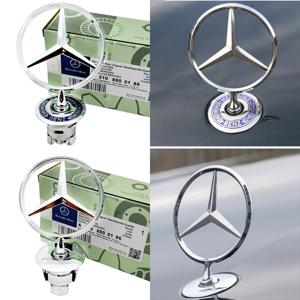 1개 44mm 3D 메탈 블루 크롬 스타 보닛 후드 로고 엠블럼 배지 메르세데스 벤츠 W202 W203 W204 W208 W210 W220 W221용