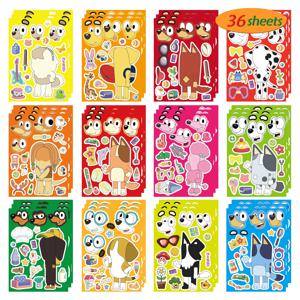 6/12장 블루이 애니메이션 가족 만화 퍼즐 스티커 DIY 전화기 노트북 여행가방 스케이트보드 그래피티 데칼 어린이 선물용