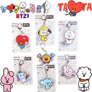 새로운 BT21 코야 RJ 슈키 쿠키 타타 치미 망 키체인 독창적인 고품질 애니메이션 만화 피규어 모델 자동차 배낭 펜던트