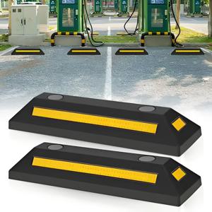 미끄럼 방지 차고 주차 휠 스토퍼 고무 타이어 초크, 모든 자동차 트럭용 고시인성 노란색 줄무늬 포함, 1/2개