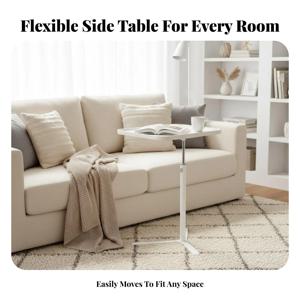 C형 롤링 스탠드 이동식 디자인 사이드 테이블, 잠금 가능 바퀴, 다기능, 홈워커, 거실, 소파 옆에 적합