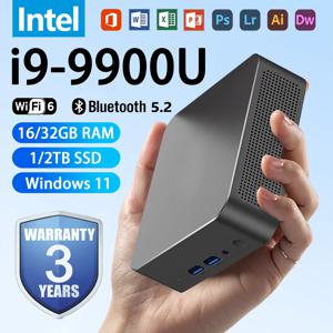 2026 인텔 i9 9900U 미니 PC 포켓 컴퓨터 윈도우 11 32GB 16GB 1TB 게이밍 컴퓨터 WiFi 6 USB 미니 데스크탑 휴대용 PC 사무용