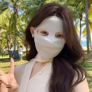 통기성 좋은 풀페이스 UV 차단 선 마스크, 아이스 실크 페이스 커버, 야외 사이클링 페이스 베일