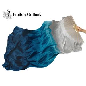 전문 벨리 댄스 실크 베일 경량 100% 실크 팬 핸드 페인트 다채로운 댄서 성능 소품 여분의 긴 흐르는 1.8m