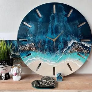 대형 시계 수지 금형, 라운드 시계 실리콘 금형 벽 교수형 시계 DIY 공예 보석 만들기위한 포인터와 에폭시 금형