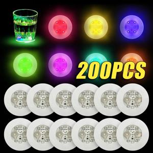 1-200PCS LED 코스터 조명 다채로운 빛나는 와인 병 스티커 바 웨딩 파티 조명 빛나는 와인 병 스티커
