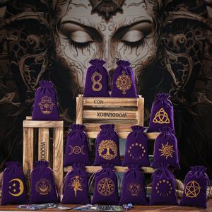 1pc 14x22cm 대형 벨벳 달의 위상 타로 카드 보관 가방 쥬얼리 주머니 여행 화장품 선물 가방 손 가방 동전 주사위 가방