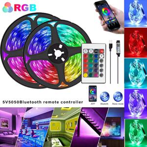 LED 스트립 라이트 블루투스 USB 5050 SMD 5V RGB 조명 유연한 LED 램프 테이프 리본 자체 접착 TV 데스크탑 다이오드 장식