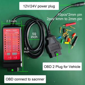 WOYO CTB007 차량 진단 도구용 OBD2 브레이크아웃 박스, 27 인치 59 인치 케이블 포함, 12V 24V CAN 테스터 박스