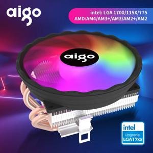 Aigo ICE400X 4 히트 파이프 CPU 쿨러 팬 RGB 4핀 PWM 컴퓨터 케이스 팬 사일런트 인텔 LGA 1700 1200 1150 1151 AMD AM3 AM4
