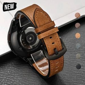 삼성 갤럭시 시계 6 용 송아지 가죽 스트랩 갤럭시 시계 4 5 프로 스트랩 용 클래식 47mm 43mm 44mm 밴드 간격 없음 팔찌 Correa